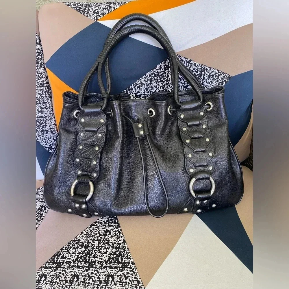 Kenneth Cole New York Black Pebbled Leather Hobo Bag - Excellent Used Condition